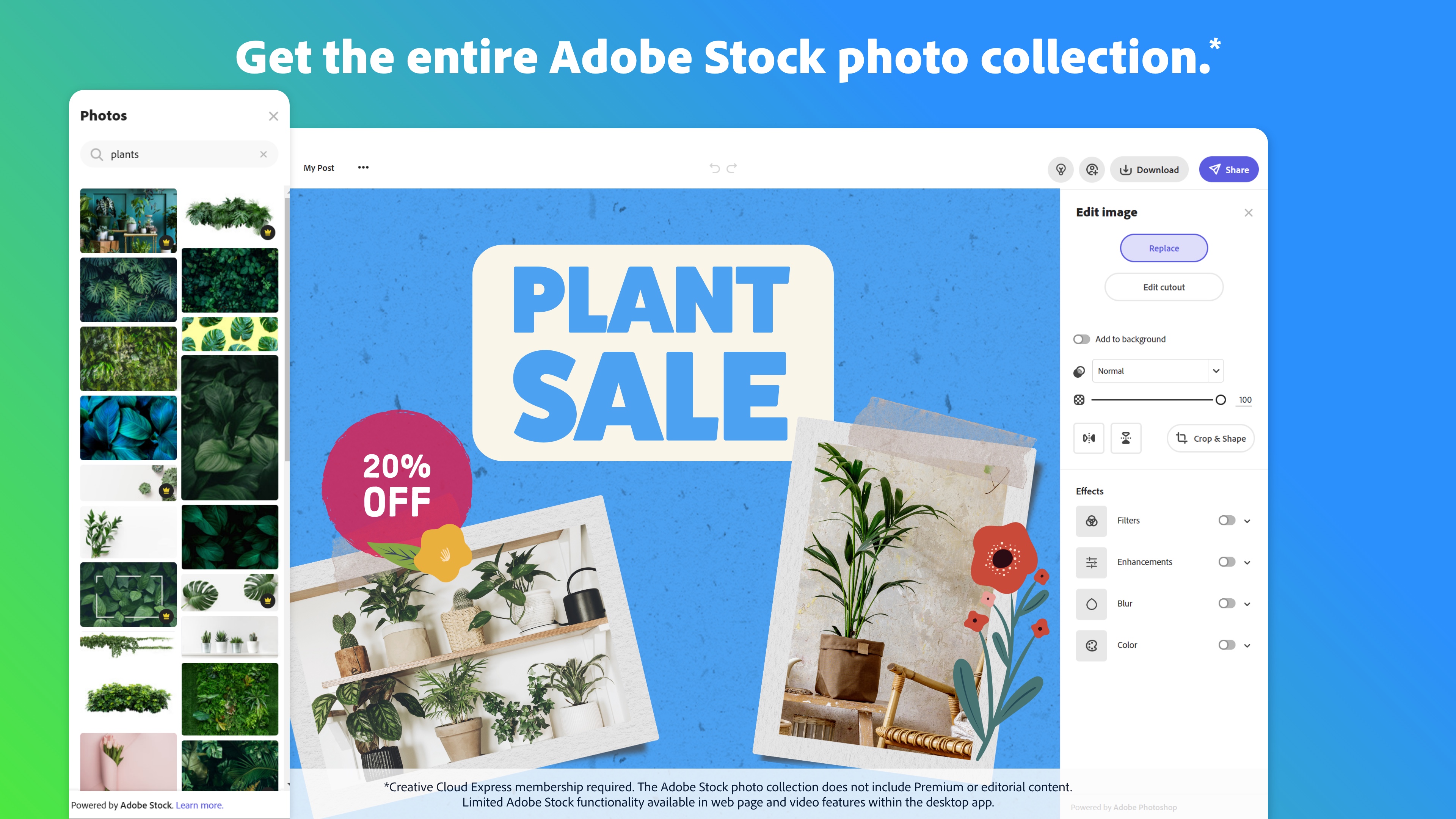 screenshot of Adobe Express